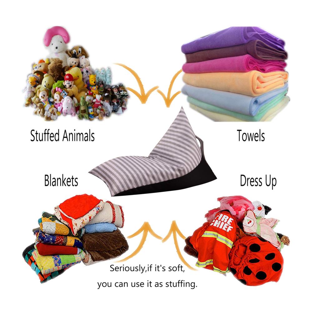 Aufbewahrungstasche für Kleidung und Plüschtiere - Praktischer Stofftier Sitzsack für Kinderzimmer Storage weicher Pouch Stoff Stuhl für Kuscheltiere