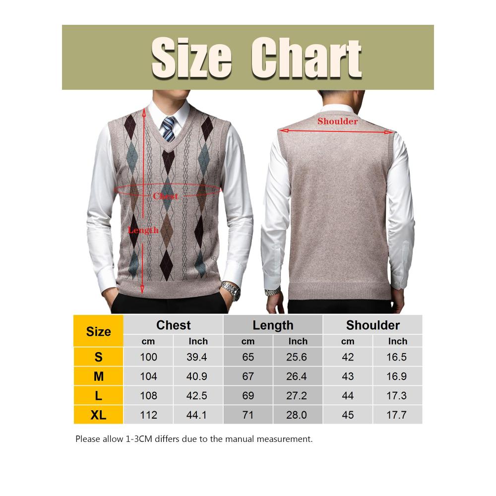 Herren Pulloverweste mit V-Ausschnitt Argyle-Muster Ärmellos – Klassische Business Strickweste für Herbst/Winter Warme Golfweste Gestrickter Gentleman Pullover für stilvolle Outfits