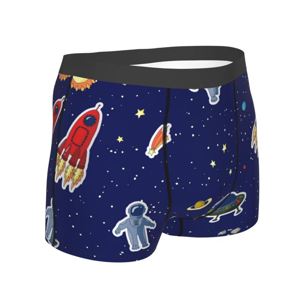 Lustige Cartoon Astronaut Sterne Herren Boxershorts - Bequeme atmungsaktive 3D-Print Unterwäsche mit Stretch - Beste Boxer Briefs