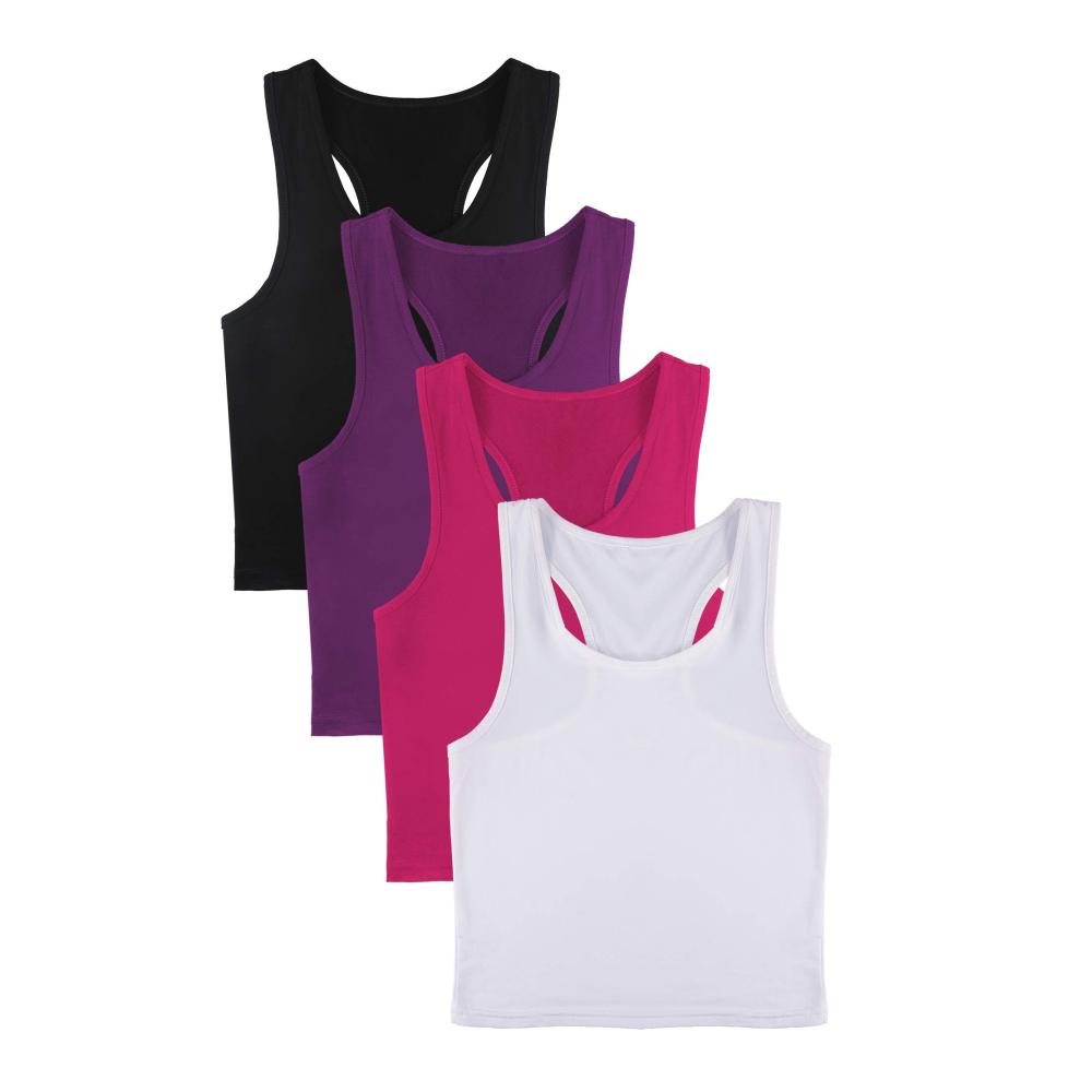 BOAO Womens 4-Piece Sleeveless Racerback Crop Tank Tops Set for Sporty Style - Essential Tank Tops & Strappy Tops for a Trendy Look
