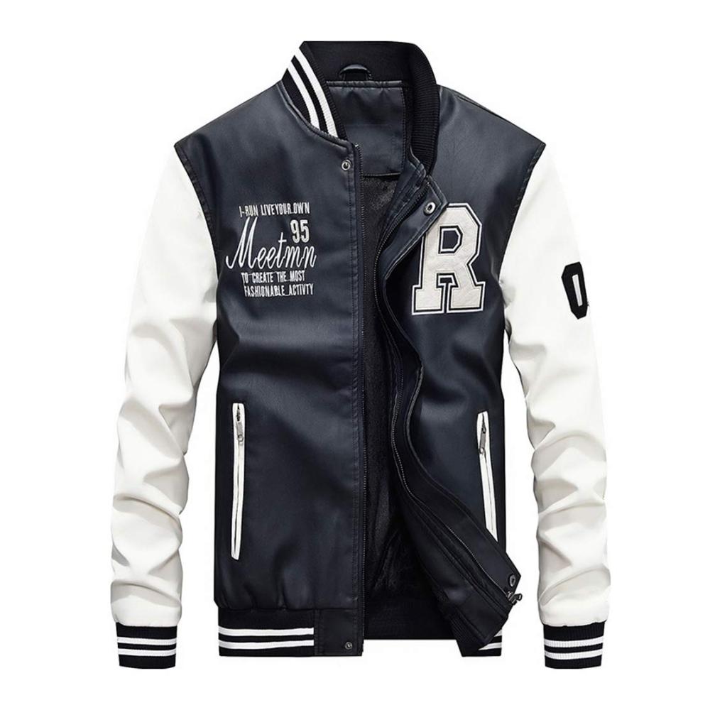 Herren Pu Lederjacke - Stilvoller Slim Fit Mantel mit Stehkragen Baseball Jacke für einen eleganten Look