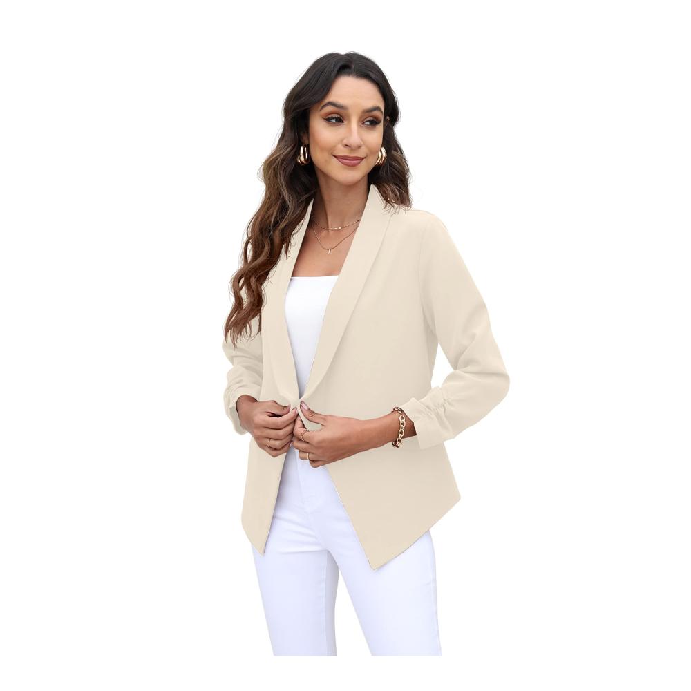 Sommerlicher Damen Blazer mit 3/4 Arm und Gerüschten Ärmeln - Ideal für Business Büro und Festliche Anlässe