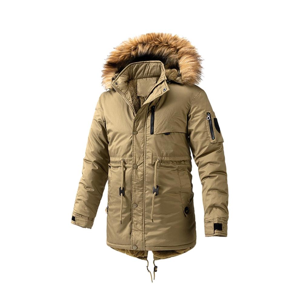 Wintermantel Herren Stylischer Softshelljacke in Khaki Lang & Leicht - Ideal für Kaltes Wetter