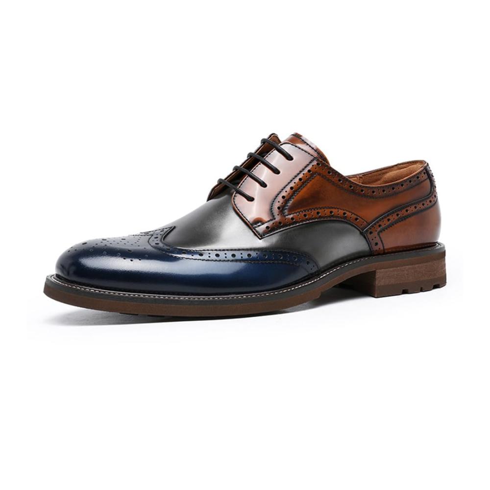 DESAI Herren Brogue-Schnürschuhe aus Lackleder für Hochzeit und Business
