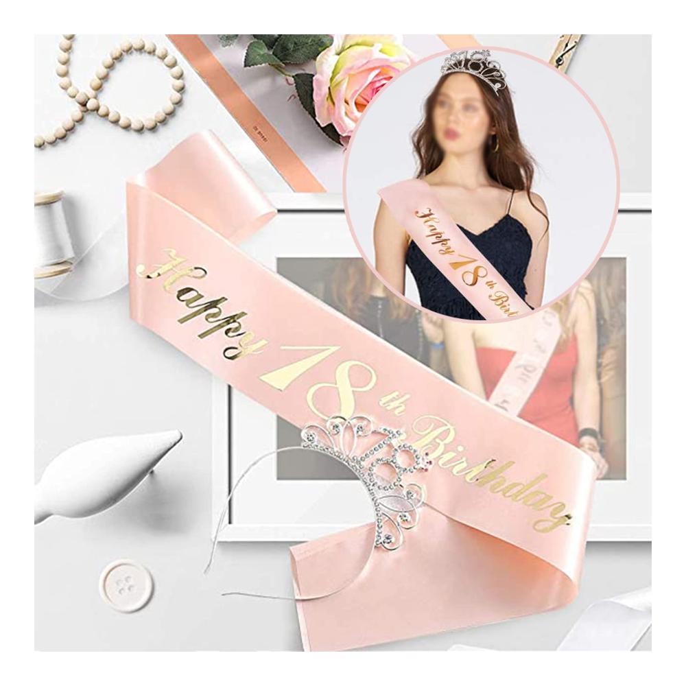 Geburtstagskrone für Mädchen und Frauen - Diademe Schärpe Tiara Haar-Zusätze Prinzessin Krone - Ideales Geschenk und Deko für 18. Geburtstag - Mädchen Kinder Party Zubehör
