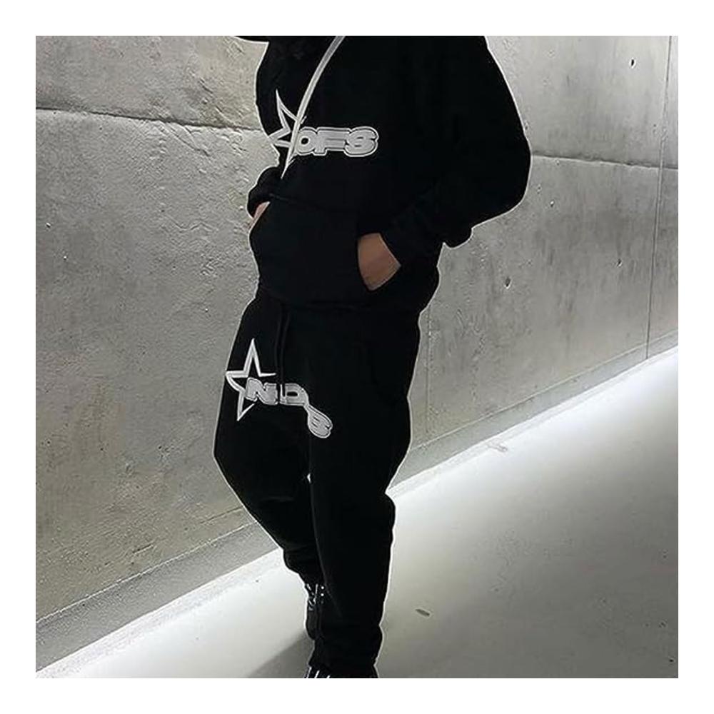 Herren Trainingsanzüge NOFS Streetwear | Buchstaben Druck Hoodies und Jogginghosen Y2K | Hip Hop Hose und Sporthosen | Streetwear Tracksuit für den Herbst und Winter