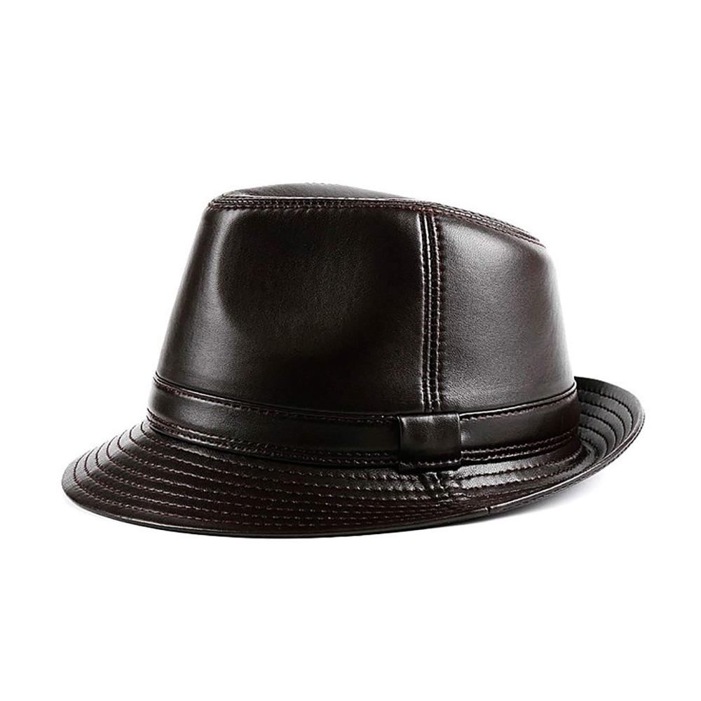 Herren Winterhüte aus echtem Leder Fedora & Trilby Stil mit breiter Krempe für Partys und Jazz - Hochwertiger Bowler Hut aus Schaffell