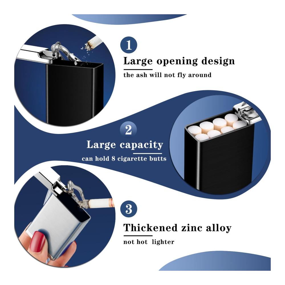 Mobiler Taschenaschenbecher 2er-Set – Geruchsdicht & Tragbar für Unterwegs – Reiseaschenbecher Klein Schwarz/Silber – Zigaretten Taschenascher to go