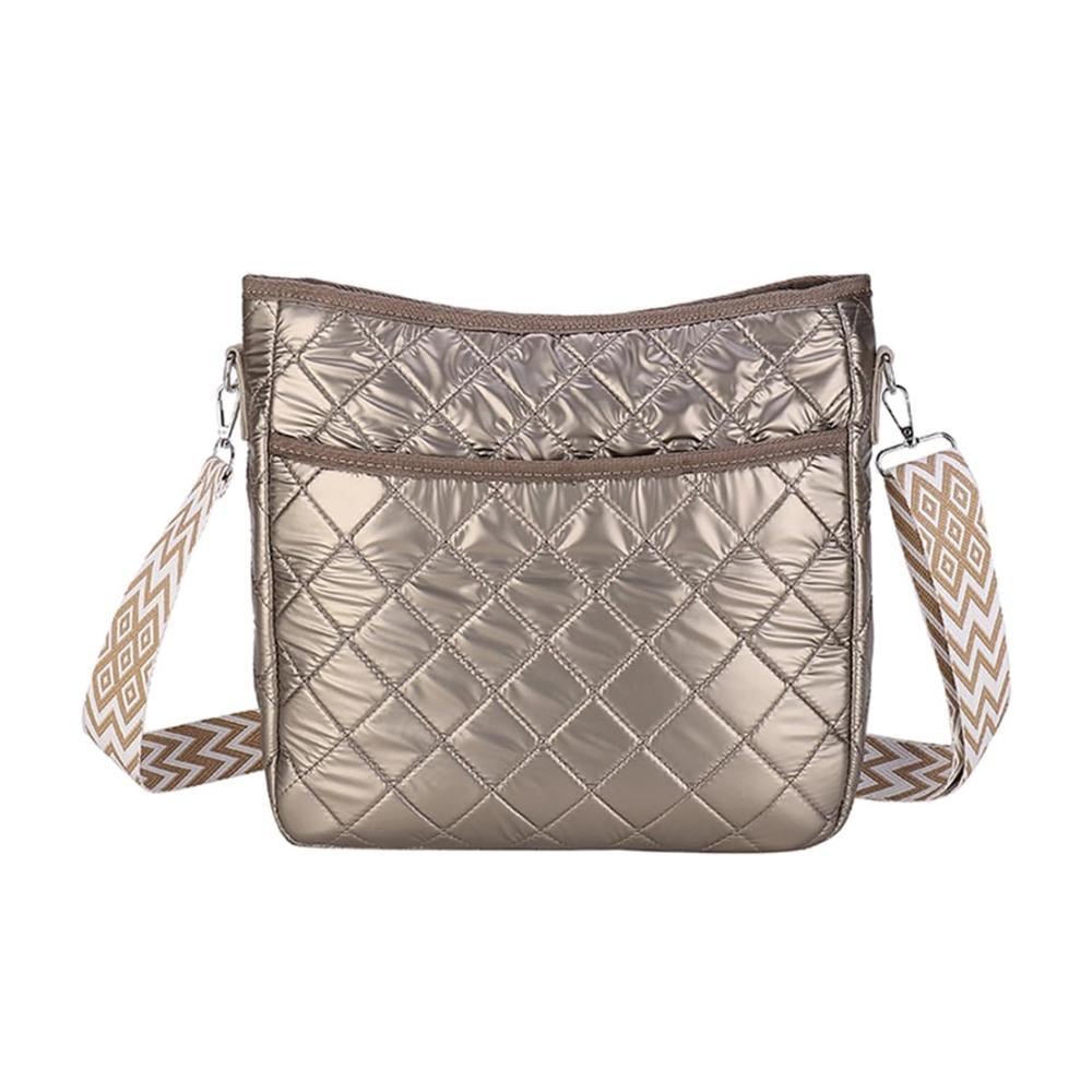 Diamantgitter Damen Henkeltasche - Modische Handtasche mit verstellbarem Riemen großer Kapazität kariertem Design lässig und gesteppt - Geschwollene Quadrattasche