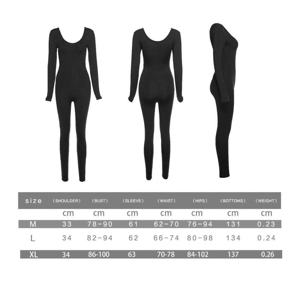 Langarm Jumpsuit Damen - Winter Fitness Overall mit niedrigem Kragen und hoher Elastizität