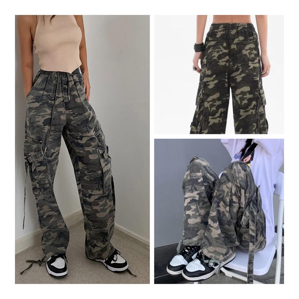 Damen Cargohose Petalum – Camo Design High Waist Loose Fit Casual Jogginghose mit Multi-Taschen für Frauen – Trendige Cargo Pants im lässigen Stil