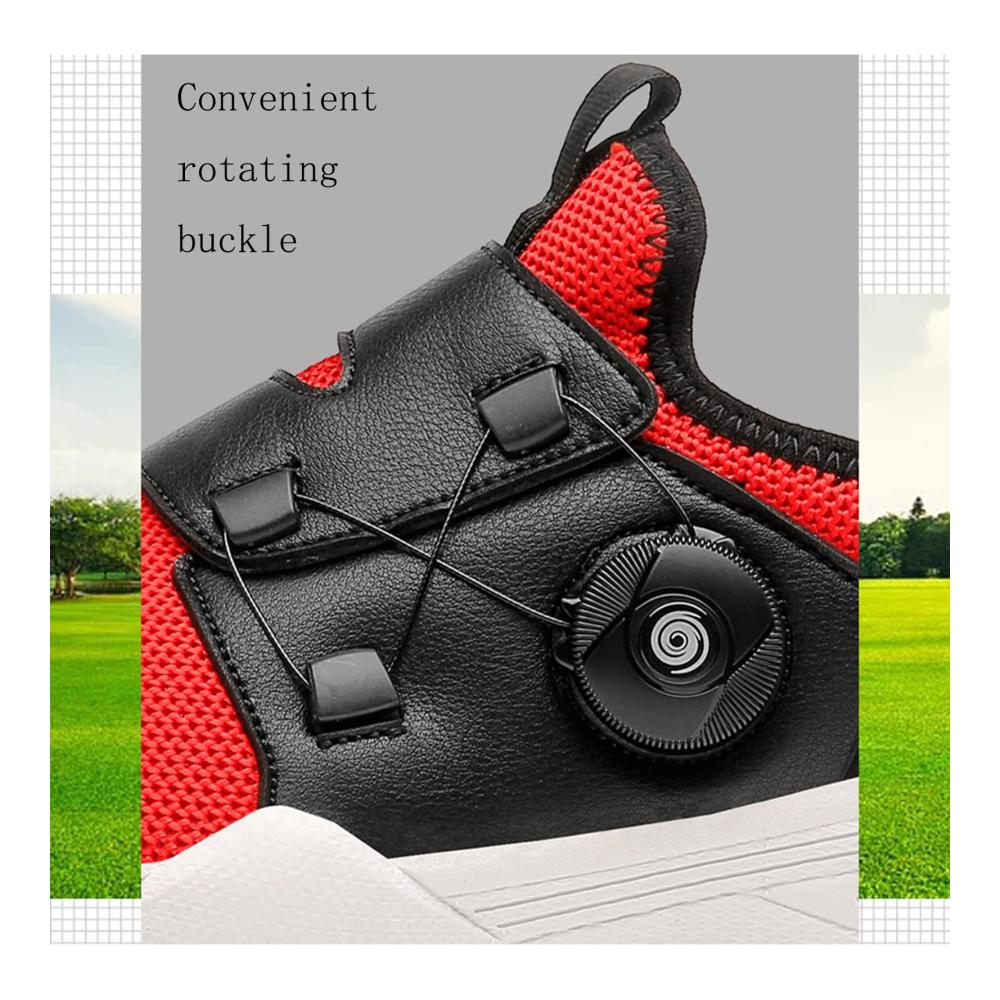 Golfschuhe Damen - Spikeless Sportschuhe mit rutschfester Sohle Atmungsaktivität und hoher Strapazierfähigkeit für Laufen und Golfen - Rot Größe 9US