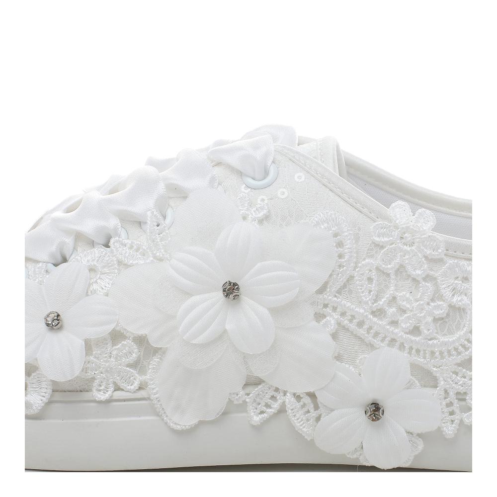 Natürliche Eleganz Elivandon Hochzeitssneaker - Braut Turnschuhe mit Spitze