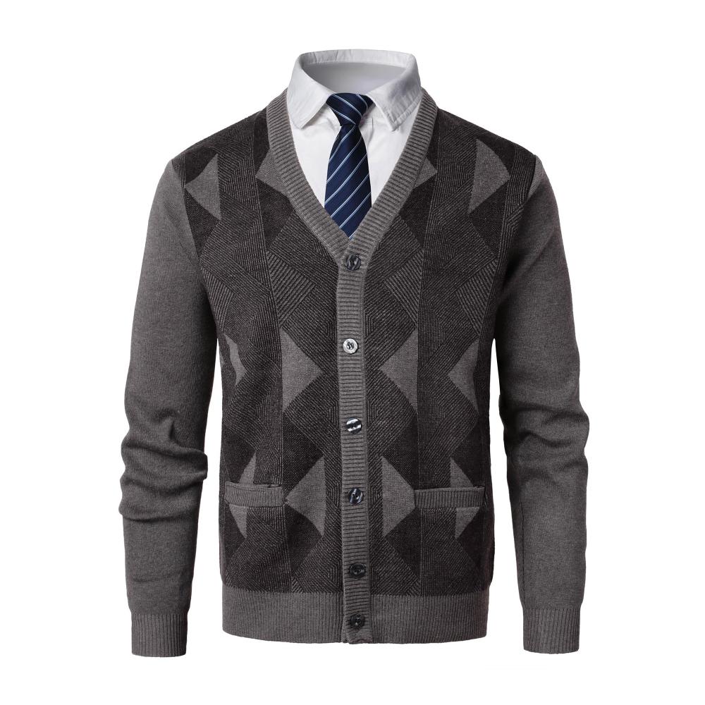 Herren Strickjacke MeiLayM - Warme Winterjacke mit V-Ausschnitt Knöpfen und Taschen für Männer - Freizeit- und Übergangsjacke in Leichter Strickoptik