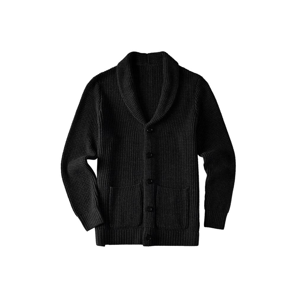 Herren Strickjacke mit Schalkragen und Taschen - Casual Slim Fit Style