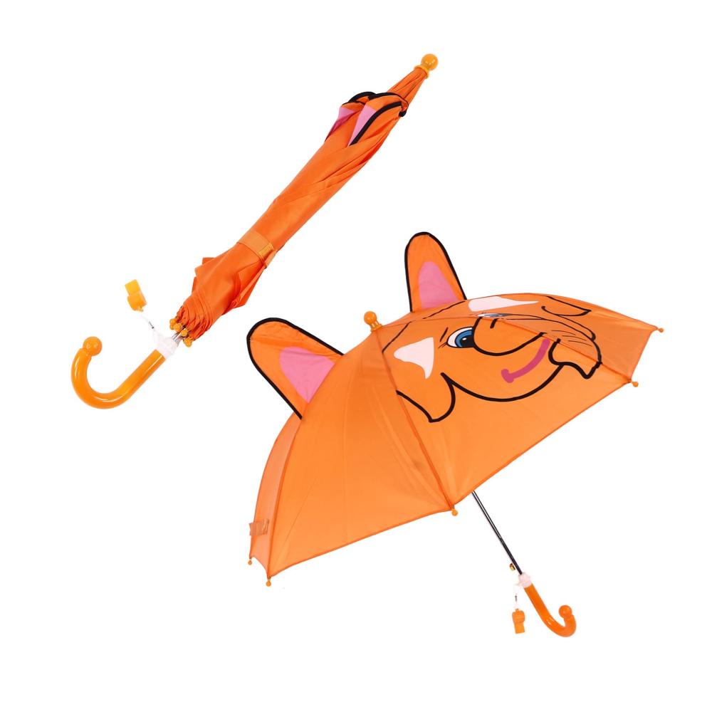 Bunter Cartoon-Tier Regenschirm für Mädchen - Leichter und Einfach zu Benutzen - Ideal für regnerische Tage - 23.03 x 30.31in - Orange