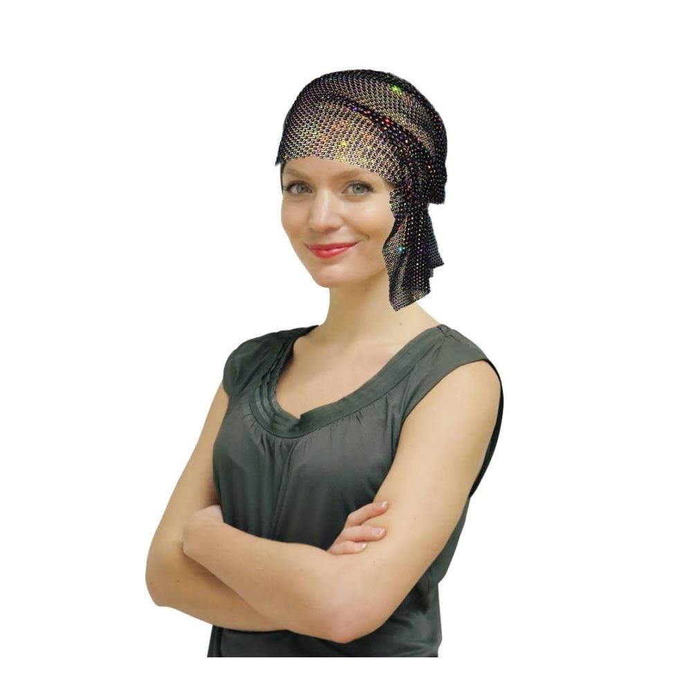 Strickmütze mit Strasssteinen und Hohl-Bling-Stickerei - Modisches Kopftuch für Frauen und Mädchen ideal als Haarschmuck