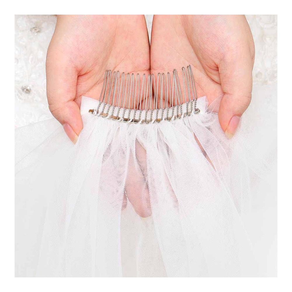 2-stöckiger Brautschleier mit Schnittkante - Eleganter weißer Hochzeitsschleier für Frauen