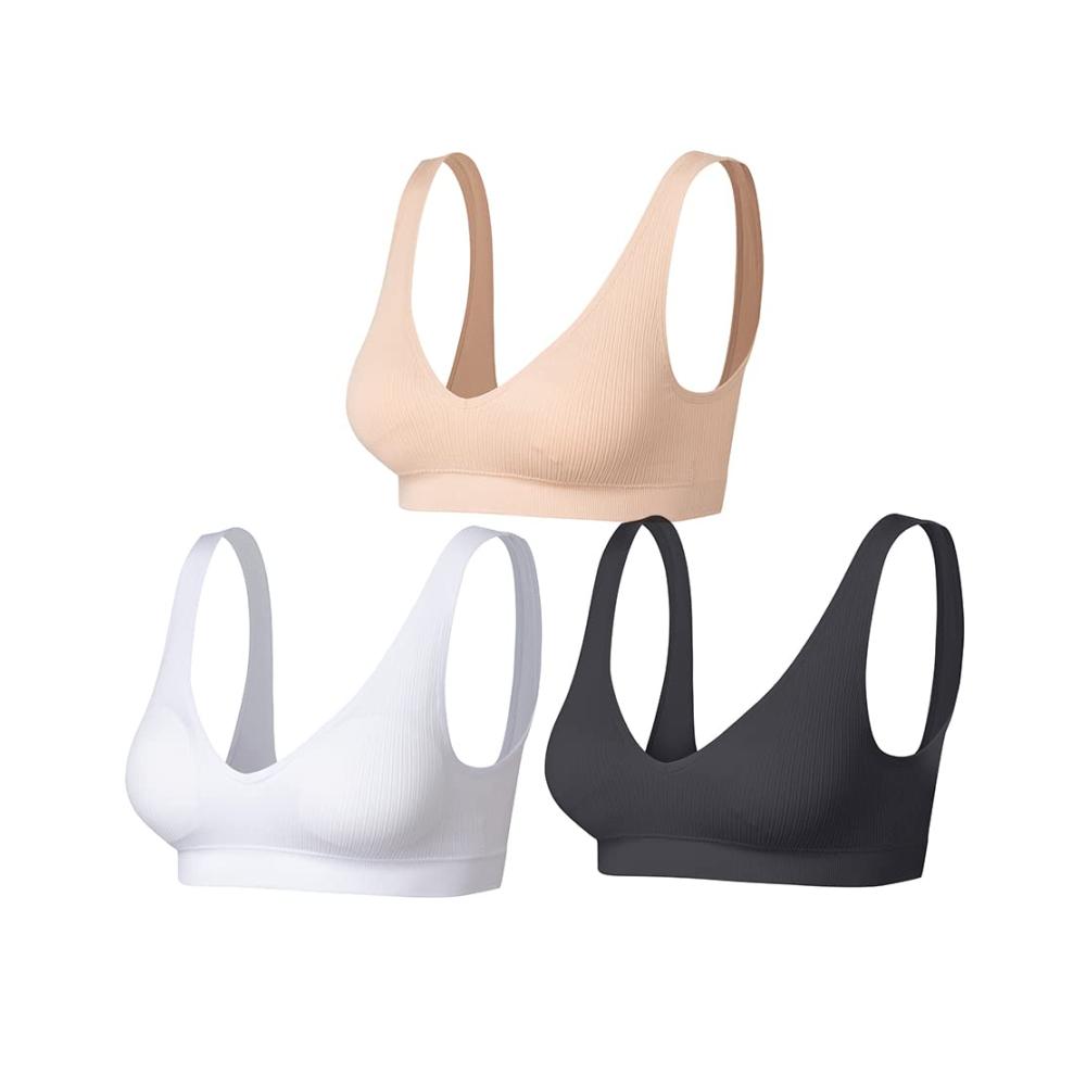3er Set Mädchen BHs Klassische Bustiers ohne Bügel für Schlaf und Sport