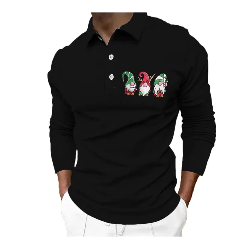 Weihnachtliches Herren-Poloshirt mit Winterdruck und Umlegekragen