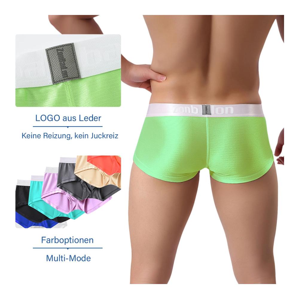 ZAIGELUO Herren Retroshorts - Eisseide Boxershorts Nahtlose Trunks mit Pouch Kurze Beine Sexy Unterwäsche für Männer - Sportliche Retroshorts Shorts Sporthose und Unterhosen in Einem