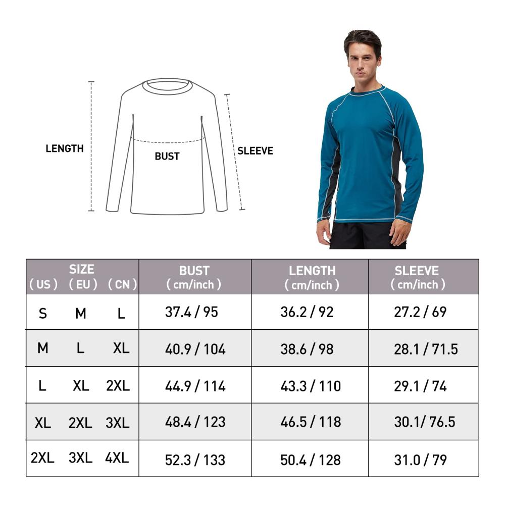 UV Schutz Langarmshirt für Herren - Farbecht und Schnelltrocknend - Ideal zum Surfen Laufen Angeln und Wandern - UPF 51 Sonnenschutz - Blau und Grau