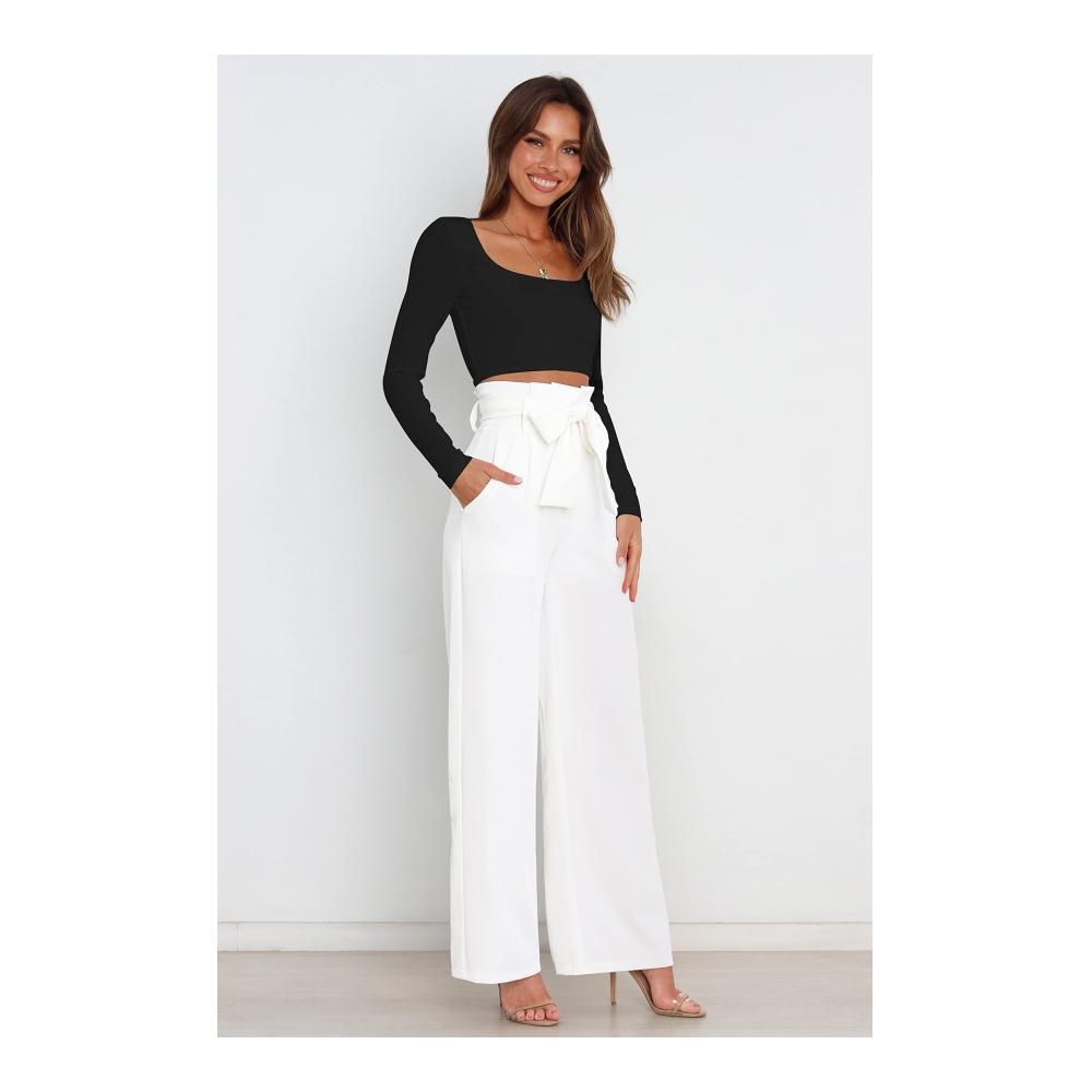 Damenanzug Fließende High-Waist Hose mit Gürtel für Pendler und lässige Anlässe