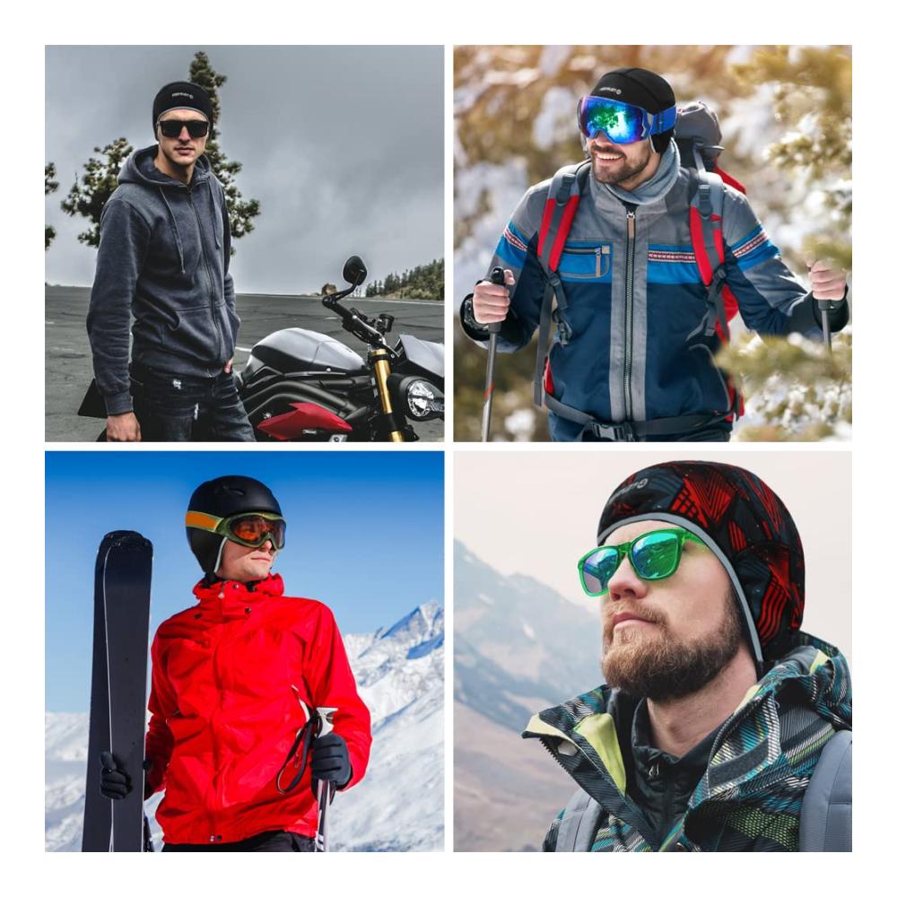 EMPIRELION Herren Strickmütze - Winter Fahrradhelm-Innenfutter Polarfleece Beanie mit Totenkopf - Sportliche Warme Mütze für Outdoor-Aktivitäten