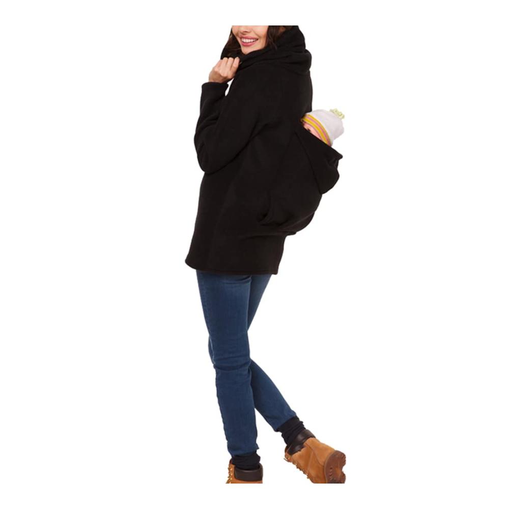 3-in-1 Tragejacke für Mama und Baby - Damen Langarm Umstandsjacke mit Kapuze und Kängurutasche - Warme Tragepullover mit Babyeinsatz