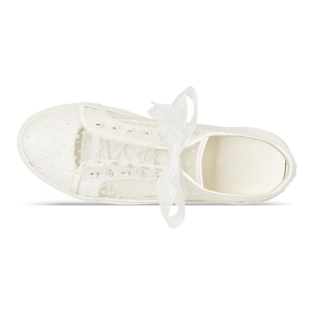 Hochzeitsschuhe Sneaker 8832A | Braut Turnschuhe mit Spitze | Bequeme Braut Tennisschuhe | Elegante Flache Hochzeitssneaker