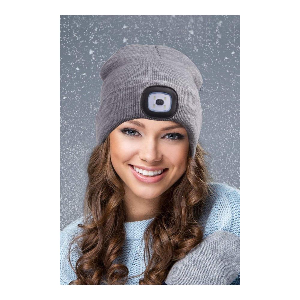 LED Strickmütze mit USB-Ladeoption | Winter Warme Scheinwerferkappe für Camping und Joggen | Geschenkidee für Männer und Frauen