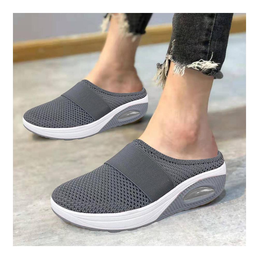 Orthopädische Damen Sneaker 2023 Bequeme Slip-On Air Cushion Wanderschuhe mit Mesh Stretch – Leichte Sportschuhe für Damen