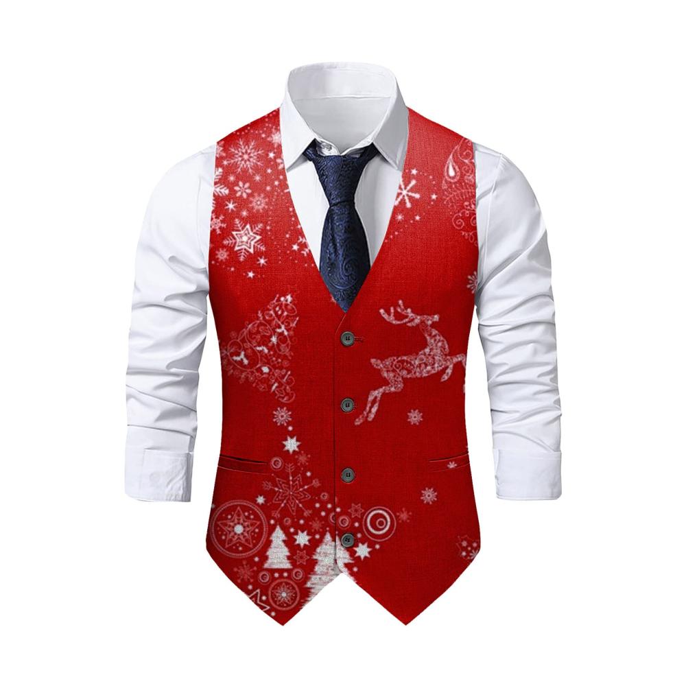 Weihnachtsanzug Herren Slim Fit mit Weste - Festlicher Partyanzug & Sakko in Dunkelblau - Weihnachtskostüm & Mantel Outfit