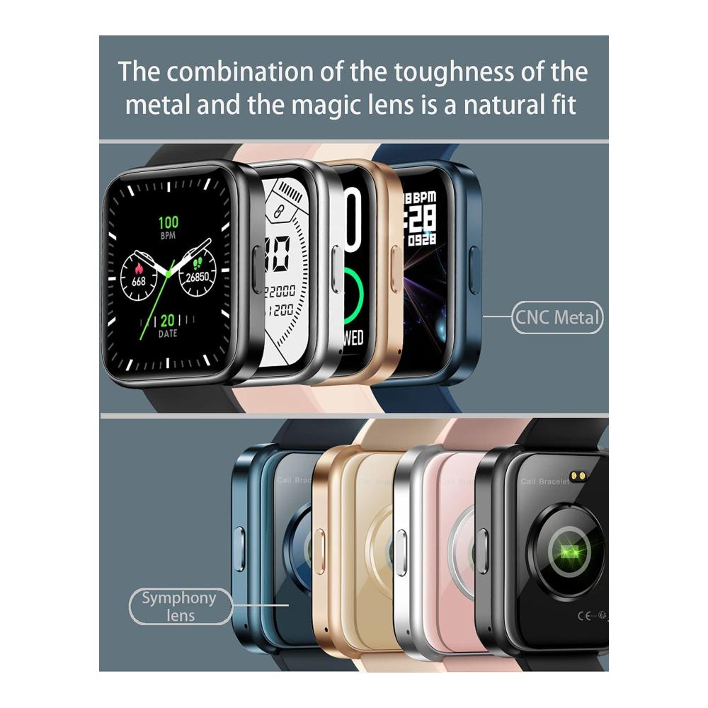 Fashion Smartwatch mit Telefonfunktion Lautsprecher Blutdruck Puls- und Kalorienzähler Schrittzähler Whatsapp 1.69 Zoll Touchscreen - Damen/Herren Fitnessuhr & Laufuhr