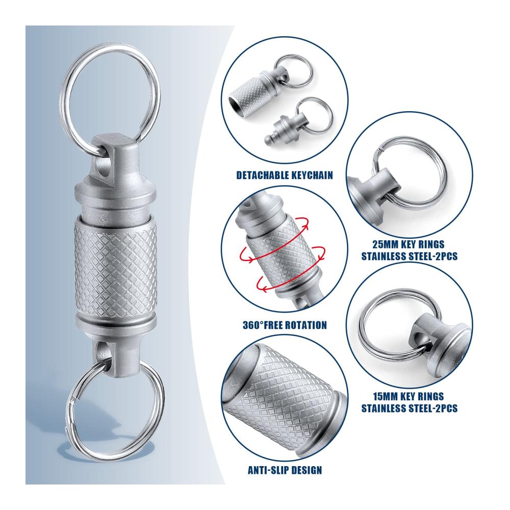 Titanlegierung Schlüsselringe & Schlüsselbänder für Herren - Langlebiger 1pc Dreh-Schlüsselanhänger mit abnehmbarem Clip-Ring