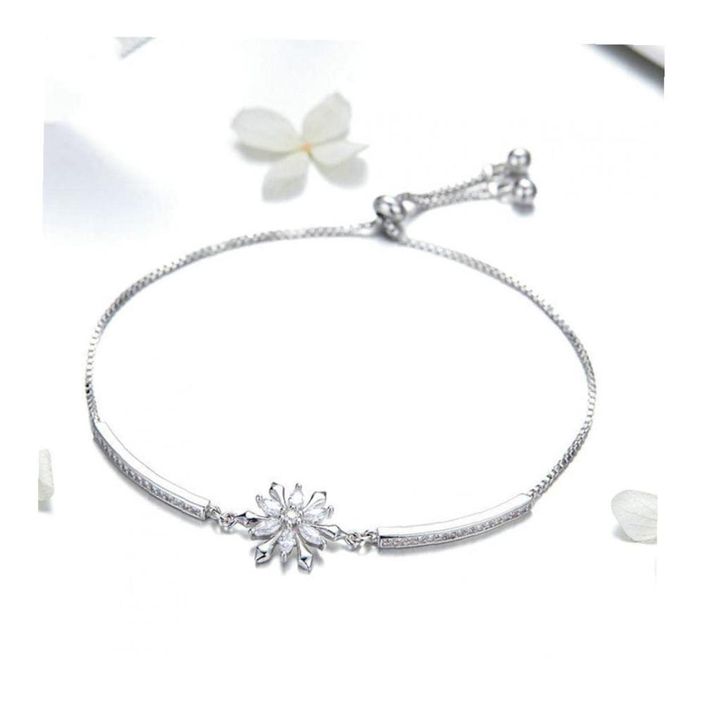 925 Sterling Silber Schneeflocke Armband - Klassischer Stil Verstellbar für Frauen - Hochzeit & Engagementsschmuck