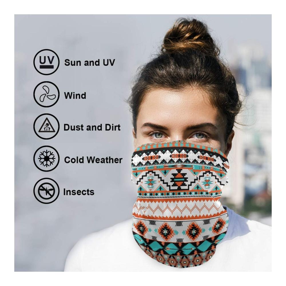 Multifunktionstuch Schals XIXIKO Tribal Ethno Aztec Geometrisches Design | Bandana Gesichtsmaske für Damen/Herren | UV-Schutz | Outdoor Sport Wandern Staubabweisend