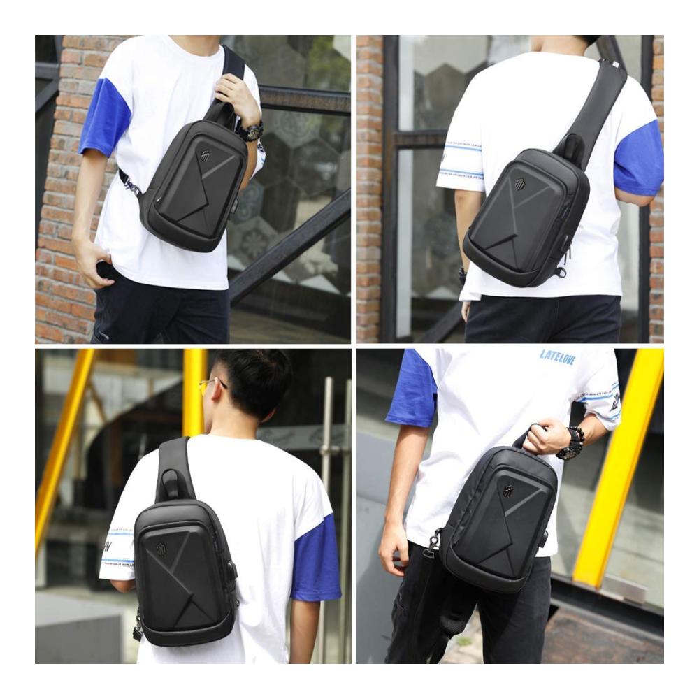 Arctic Hunter Herren Tagesrucksack - Wasserdichte Messenger Schultertasche in Schwarz Kleiner Crossbody Rucksack für den modernen Lifestyle