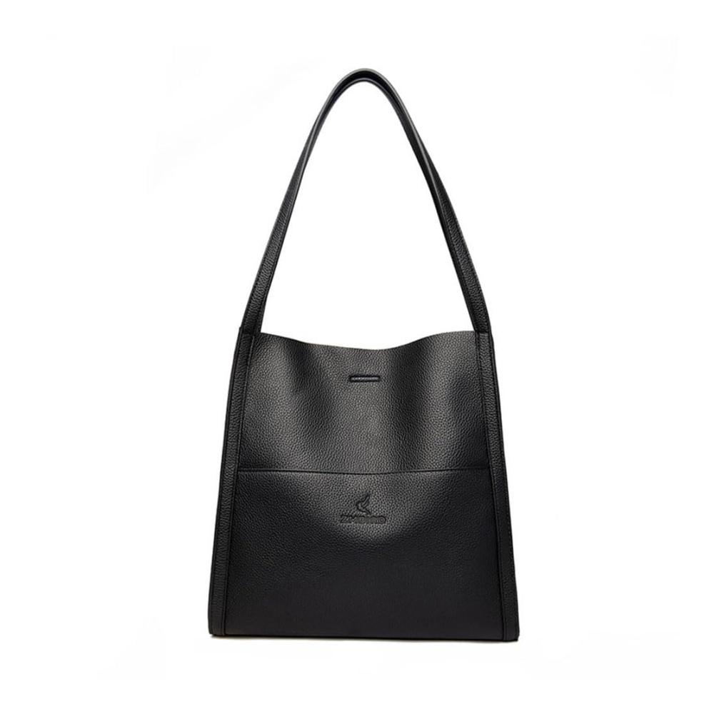 Retro Damen Leder Handtasche - Große Einkaufstasche mit Reißverschluss breitem Boden und Tragegriffen für stilvolles Shopping