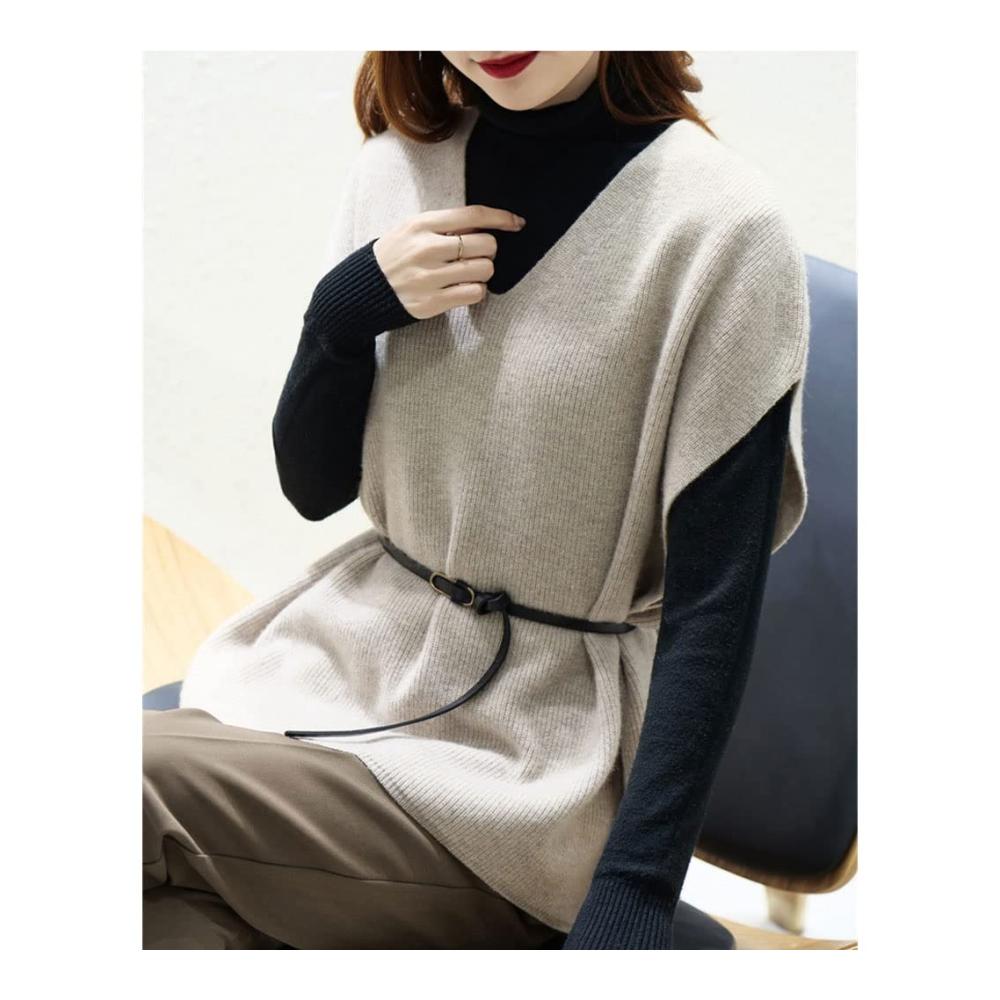 Strick Ponchos & Capes Damen Wollpullover BHVXW für Frühling und Herbst - V-Ausschnitt Lose Passform XL Code