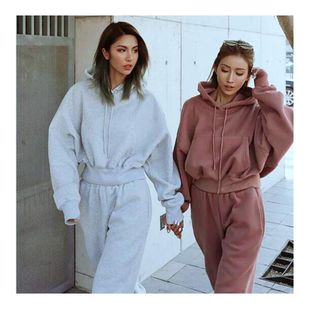 Damen Trainingsanzug Set Jogginganzug mit Langarm Top und Thermo-Hosen Yoga Outfit für Herbst & Winter