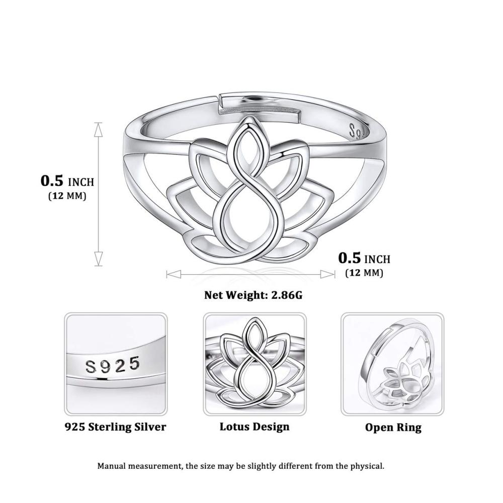 ChicSilver 925 Silber Damen Ring - Verstellbarer Lotus Sommerblume Keltischer Knoten Ring mit Geschenkbox - Perfektes Geschenk für Weihnachten Valentinstag Geburtstag & Verlobung