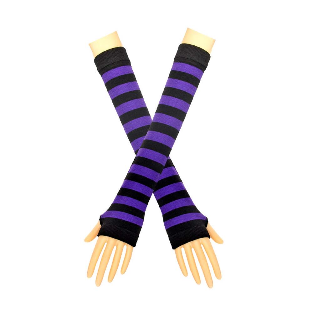 Gestreifte Lange Kniestrümpfe und Strickhandschuhe im Party-Kostüm-Set (2 Paar