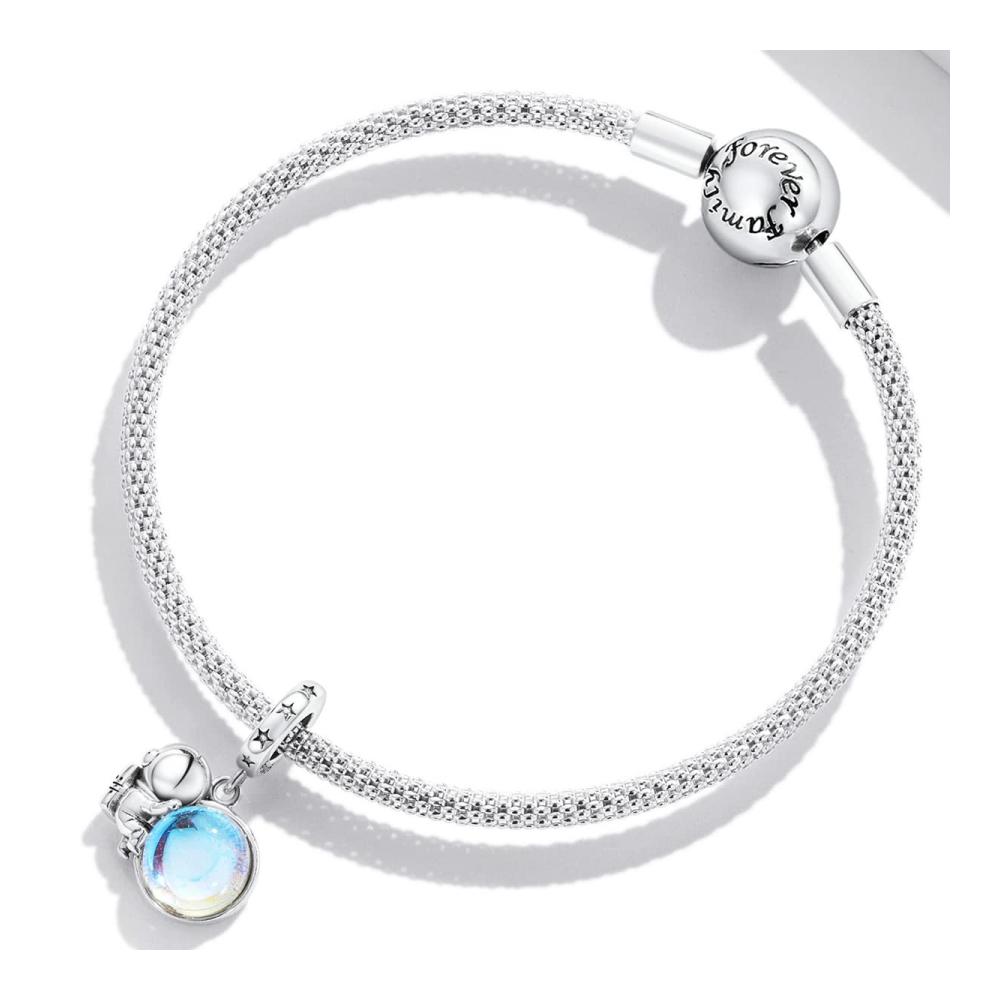 925 Sterling Silber Astronaut Mondstein Charm Anhänger für Pandora Armband - Einzigartige Bead Charms für Weltraumliebhaber