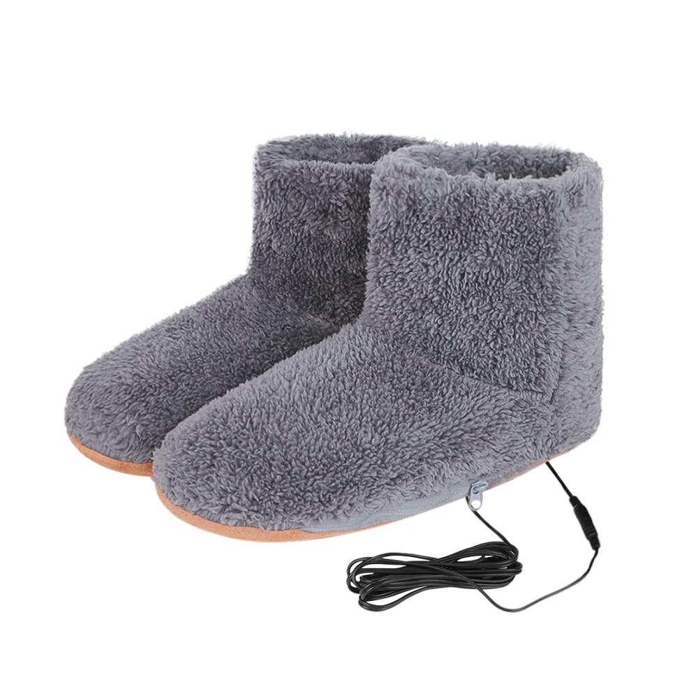 Beheizbare USB-Hausschuhe | Elektrische Fußwärmer aus Plüsch | Rutschfeste Hüttenstiefel für Herbst und Winter | Indoor-Wärmepantoffeln mit weicher Sohle