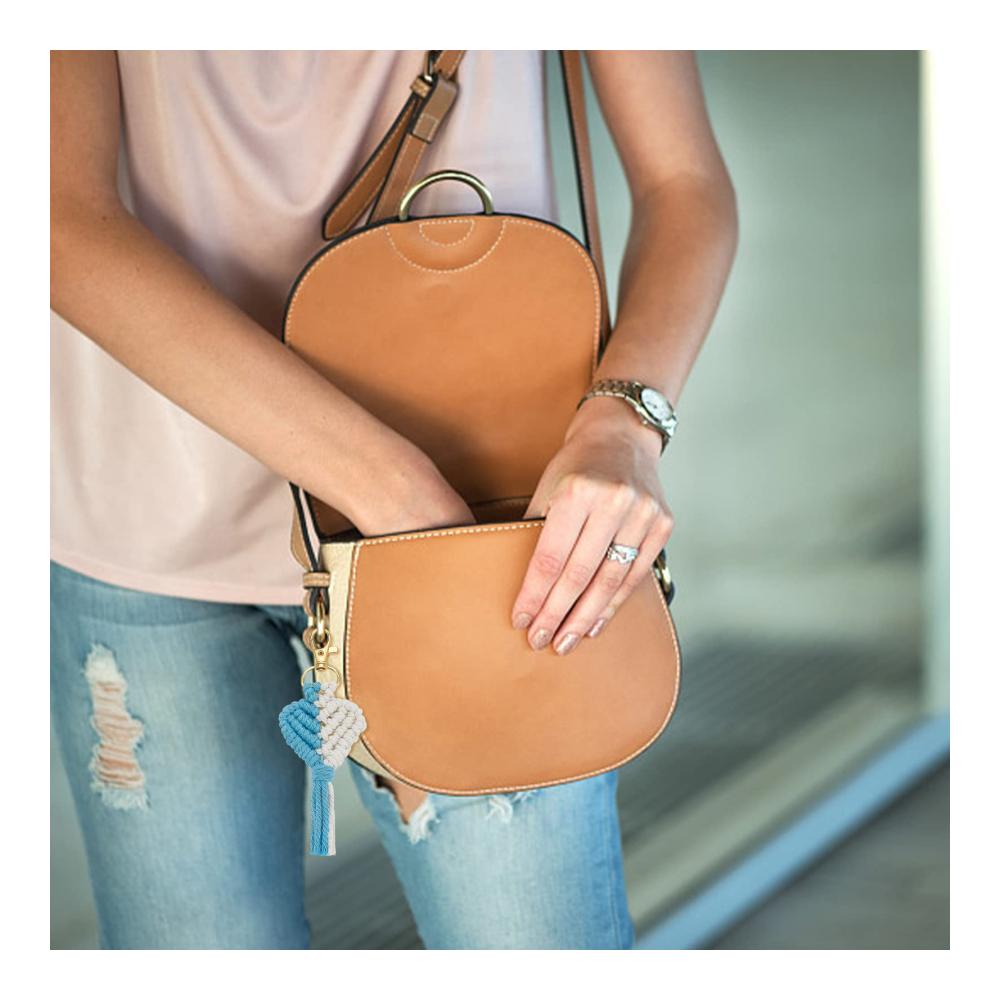 6-teiliges Damen Makramee Schlüsselanhänger Set - Kreativ gestaltete Herz- und Quaste-Anhänger für Taschen Handgemachte Geschenkidee für Frauen