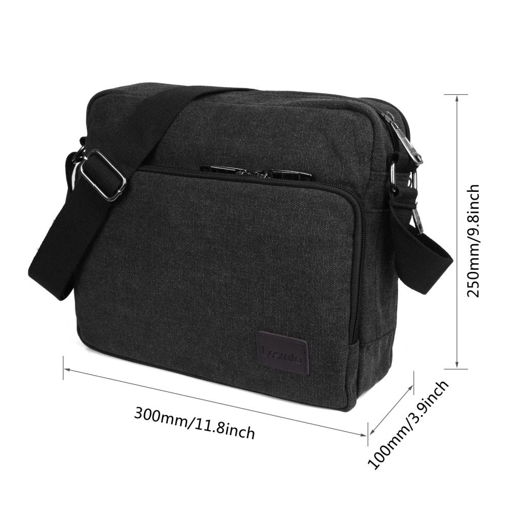 Schwarze Herren Umhängetasche - Vintage Stoff Rucksack für den täglichen Gebrauch