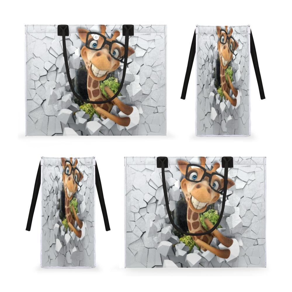 3D Lustige Giraffe Strandtasche – Extra Große Damen Handtasche mit Reißverschluss-Innentasche Mehrfarbig – Ideal für Casual Shopping & Strandspaziergänge