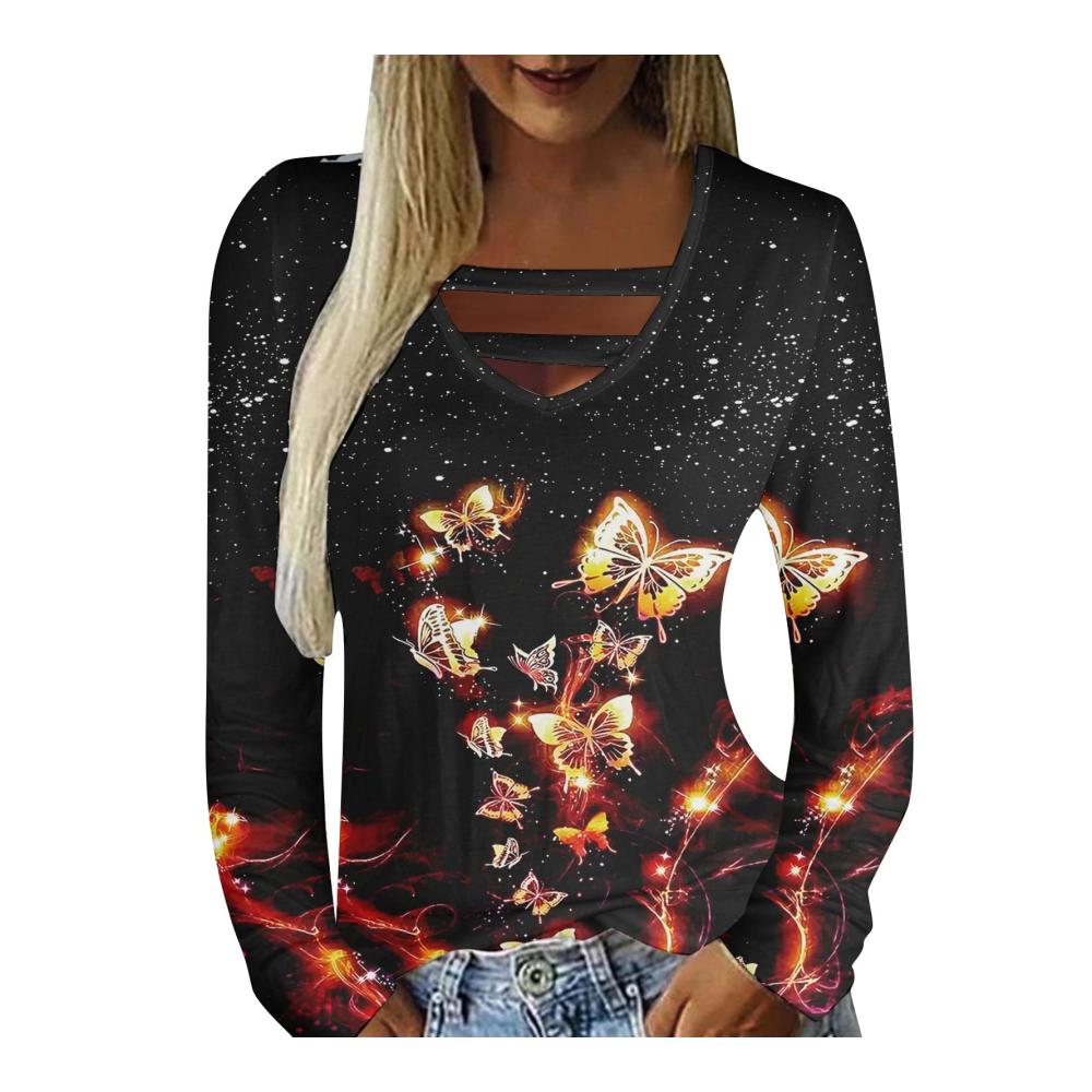 Schwarzes Langarm-Damen-T-Shirt mit V-Ausschnitt – Lässiges Tanktop in schmaler Passform für eine sexy Tunika-Blusenoptik