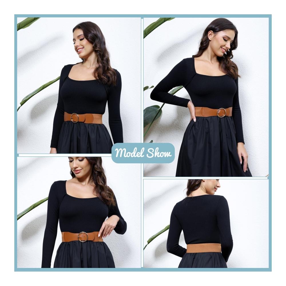Elastische Taillengürtel im Vintage-Stil Damen-Modegürtel-Set 2 Stück Breiter Gürtel für Kleider und Hemden